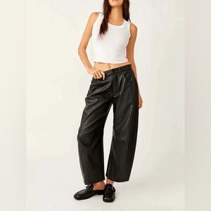 We The Free Lucky You Leather Barrel Pants